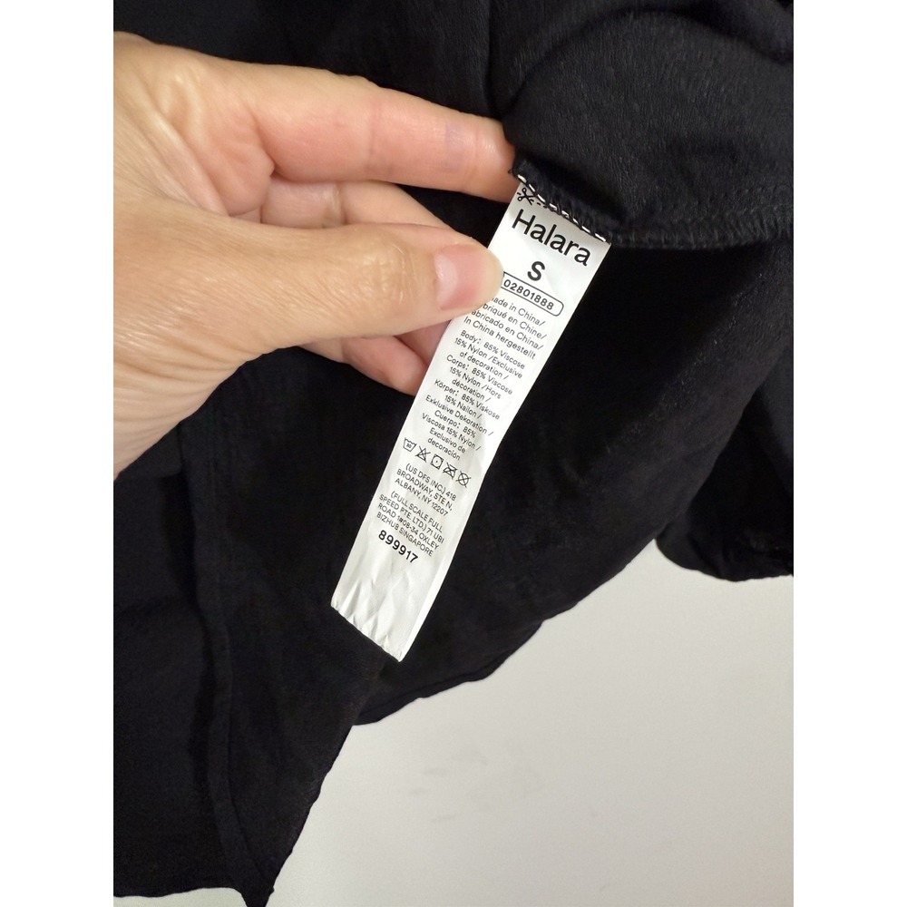Halara V Neck Long Sleeve Work Shirt Sz S‎ Black Popover Career Classy Office - Picture 5 of 6